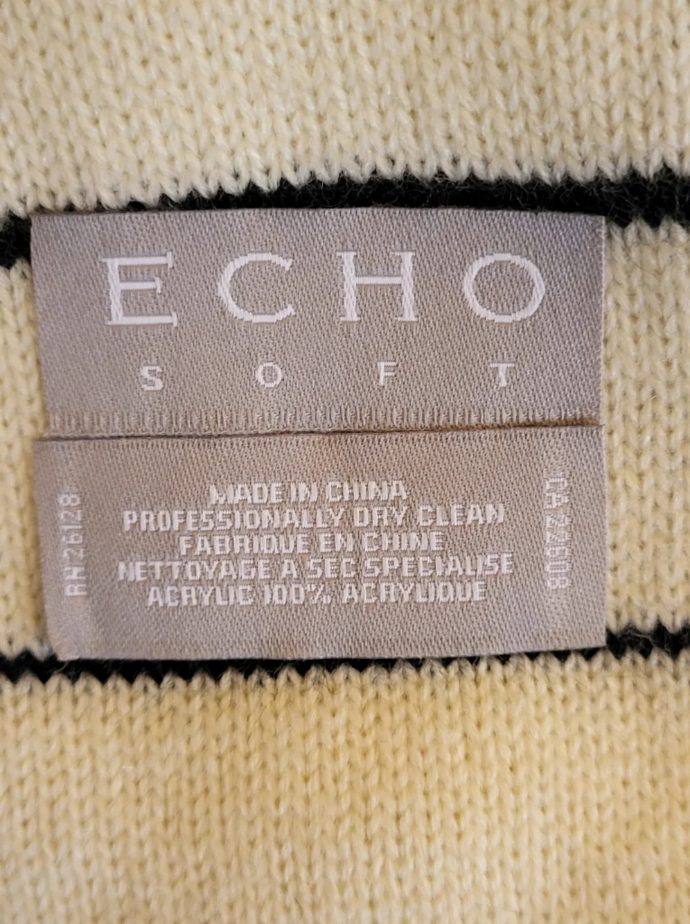 Echo Ivory/Black Striped Acrylic Rectangular Scarf